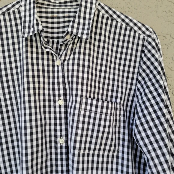 MUJI Black White Gingham Cotton Button Down Shirt Minimalist Large - Picture 13 of 13